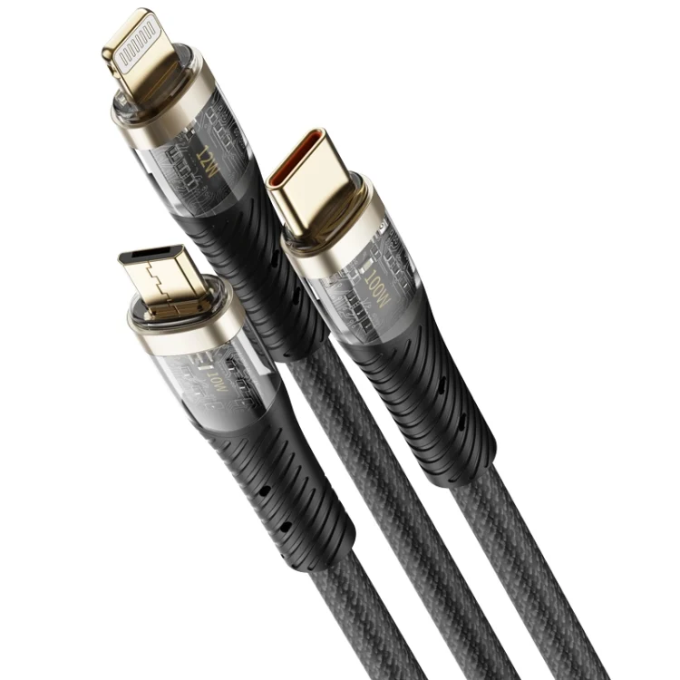 ROCK G20 1.5m 100W 3 in 1 USB-C / Type-C Fast Charging Data Cable