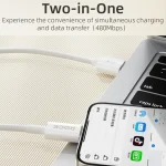 ROCK P8 Prime Series 1m USB Fast Charging Data Cable, 2.4A 8 Pin, 2A USB-C / Type-C - Image 3