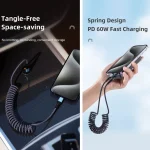 ROCK RCB0877 PD 60W USB-C / Type-C to USB-C / Type-C Spring Coil Fast Charge Data Cable, Length:1.5m - Image 4