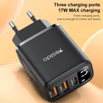 Yesido YC67 17W USB / Type-C + Dual USB Digital Display Charger, YC67 - Image 2