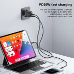 Yesido YC68 20W USB-C / Type-C + USB Digital Display Charger, EU Plug - Image 3