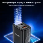 Yesido YC68 20W USB-C / Type-C + USB Digital Display Charger, EU Plug - Image 4