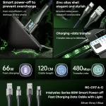 REMAX RC-C117 1.2m 66W USB to Type-C Smart Power-off Fast Charging Data Cable, USB to Type-C - Image 2