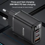 Yesido YC69 30W USB + Dual USB-C / Type-C Digital Display Charger, Specification:EU Plug, YC69 - Image 2