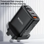 Yesido YC88 30W USB + Dual USB-C / Type-C Digital Display Charger, YC88 - Image 2