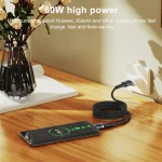 Yesido CA165C 60W USB + USB-C / Type-C to USB-C / Type-C 2 in 1 Fast Charging Data Cable, CA165C - Image 3