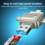 Yesido GS23 USB 3.0 to USB-C / Type-C, Micro USB, 8 Pin 4 in 1 Card Reader, GS23 - Image 5