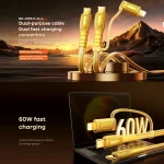 REMAX RC-C165 Prime 1.2m 60W Type-C to Type-C + 8 Pin Braided Fast Charging Cable, RC-C165 - Image 4