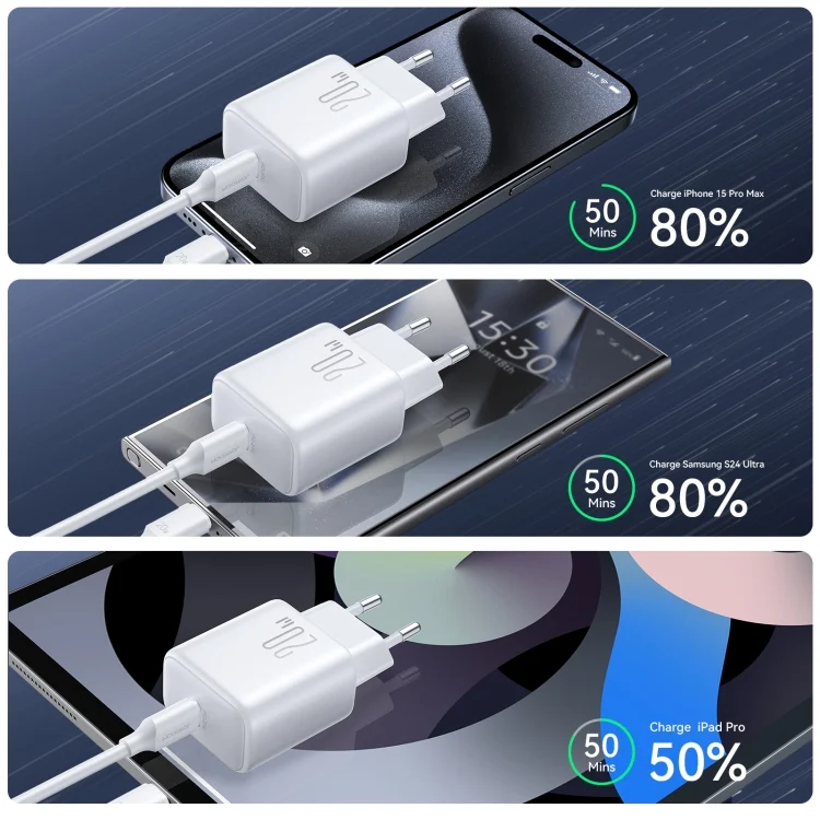 EDA006753901A_6.webp JOYROOM JR-TCF20 PD20W Type-C Port Charger Kit with Type-C to Type-C Cable, EU Plug + Type-C to Type-C Cable, UK Plug + Type-C to Type-C Cable - Image 7
