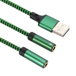 USB-A to Dual 3.5mm Separate Style Audio Adapter Cable, 0.5m, 1m, 2m, 3m