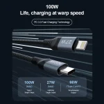 NILLKIN PD3.0 100W/27W USB-C / Type-C to USB-C / Type-C + 8 Pin Dual Power Fast Charging Data Cable, Length: 1.5m - Image 3