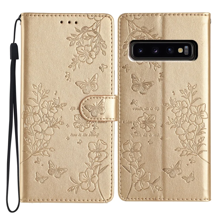 Butterflies and Flowers Leather Phone Case, For Samsung Galaxy S10