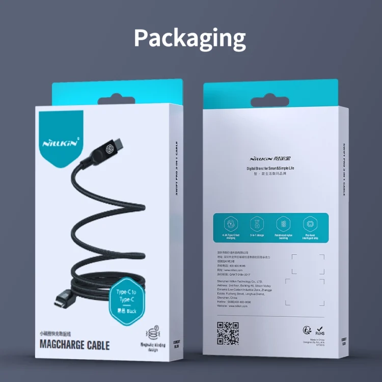 EDA006865101A_7.webp NILLKIN 100W USB-C/Type-C to USB-C/Type-C Small Magnetic Coil Fast Charging Data Cable, Length: 1m - Image 8