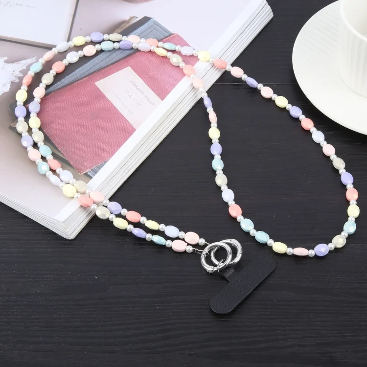 EDA006868501A_3.webp Simple Oval Shape Multicolor Long Bead Chain Phone Anti-lost Neck Crossbody Lanyard - Image 5