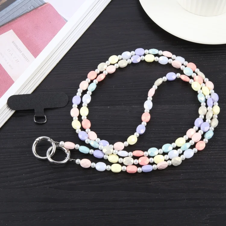 EDA006868501A_4.webp Simple Oval Shape Multicolor Long Bead Chain Phone Anti-lost Neck Crossbody Lanyard - Image 6