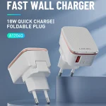 LDNIO A1204Q QC3.0 18W USB Fast Charger with 1m USB to 8 Pin Cable, EU Plug, UK Plug, US Plug - Image 3