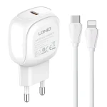 LDNIO A1206C PD27W USB-C / Type-C Fast Charger with 1m 8 Pin Cable, EU Plug