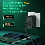 LDNIO Q367 65W GaN 3 x USB-C / Type-C Interface Charger with 1m USB-C / Type-C to USB-C / Type-C Data Cable, EU Plug, UK Plug, US Plug - Image 6