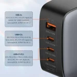 LDNIO Q408 100W GaN USB+3 USB-C / Type-C Interface Charger with 1m 100W USB-C / Type-C to USB-C / Type-C Data Cable, EU Plug, UK Plug, US Plug - Image 4