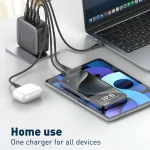 LDNIO Q408 100W GaN USB+3 USB-C / Type-C Interface Charger with 1m 100W USB-C / Type-C to USB-C / Type-C Data Cable, EU Plug, UK Plug, US Plug - Image 10