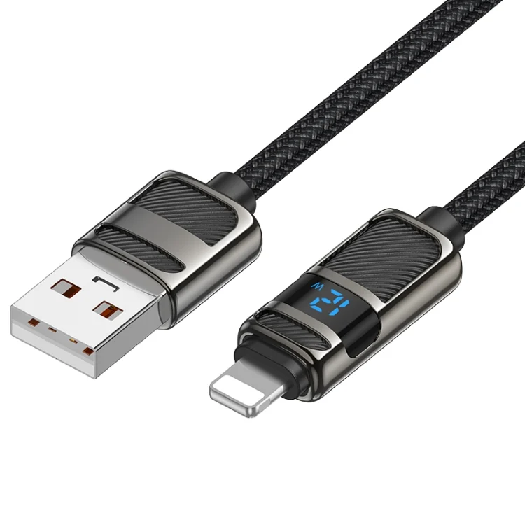 hoco U137 USB to 8 Pin Line 2.4A Charging Data Cable with Display, 1.2m