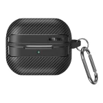 Carbon Fiber Texture Earphone Protective Case with Carabiner, For Samsung Galaxy Buds3 / 3 Pro