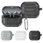 Carbon Fiber Texture Earphone Protective Case with Carabiner, For Samsung Galaxy Buds3 / 3 Pro - Image 2