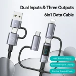 USAMS 60W 6 in 1 Digital Display Fast Charging Cable, 2m, 1.2m - Image 3