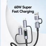 USAMS 60W 6 in 1 Digital Display Fast Charging Cable, 2m, 1.2m - Image 5