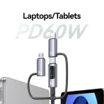 USAMS 60W 6 in 1 Digital Display Fast Charging Cable, 2m, 1.2m - Image 6