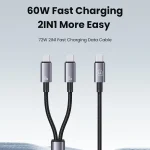 USAMS SJ740 1.2m 72W 2 in 1 Type-C Fast Charging Cable, SJ740 - Image 2