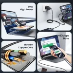 USAMS SJ740 1.2m 72W 2 in 1 Type-C Fast Charging Cable, SJ740 - Image 3