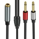 6.35mm TRS Stereo Female to 2 x 6.35mm TS Male Mono Audio Adapter Cable, 0.3m, 1m, 3m, 5m - Image 2