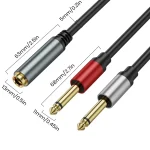 6.35mm TRS Stereo Female to 2 x 6.35mm TS Male Mono Audio Adapter Cable, 0.3m, 1m, 3m, 5m - Image 3