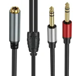 Gold Plated 6.35mm Female to 2 x 6.35mm Male Stereo Audio Adapter Y Splitter Cable, 0.3m, 1m, 2m, 3m, 5m - Image 2