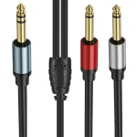Gold Plated 6.35mm Male Dual Sound TRS Stereo to 2 x 6.35mm Male TS Mono Y Splitter Adapter Audio Cable, 0.3m, 1m, 2m, 3m, 5m - Image 2