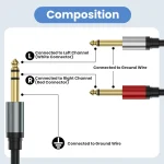 Gold Plated 6.35mm Male Dual Sound TRS Stereo to 2 x 6.35mm Male TS Mono Y Splitter Adapter Audio Cable, 0.3m, 1m, 2m, 3m, 5m - Image 4