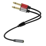 Gold Plated 3.5mm TRS Female to 2 x 6.35mm TS Male Mono Y Splitter Adapter Audio Cable, 0.3m, 1m, 2m, 3m, 5m