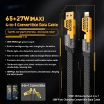 WK WDC-25 1.2m 65W USB / Type-C to Type-C / 8 Pin Converible Fast Charging Data Cable, WDC-25 - Image 4