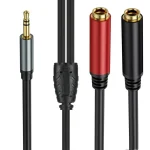 Gold Plated 3.5mm TRS Male to 2 x 6.35mm Female Laptop Y Splitter Adapter Audio Cable, 0.3m, 1m, 2m, 3m, 5m - Image 2