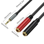 Gold Plated 3.5mm TRS Male to 2 x 6.35mm Female Laptop Y Splitter Adapter Audio Cable, 0.3m, 1m, 2m, 3m, 5m - Image 3