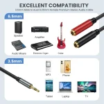 Gold Plated 3.5mm TRS Male to 2 x 6.35mm Female Laptop Y Splitter Adapter Audio Cable, 0.3m, 1m, 2m, 3m, 5m - Image 4
