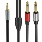 Gold Plated 3.5mm TRS Stereo to Dual 6.35mm TS Mono Y Splitter Adapter Audio Cable, 0.3m, 1m, 2m, 3m, 5m - Image 2