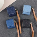 Cowboy Fabric Texture PU Headset Protective Bag, For AirPods 1 / 2 - Image 5