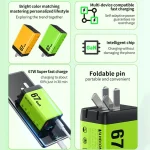 WK WP-U157 67W USB-C / Type-Cx2, USB GaN Fast Charger, EU Plug, UK Plug - Image 4