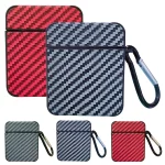 Carbon Fiber Square Leather Earphone Case with Hook, For AirPods 4, For AirPods Pro 2, For AirPods 3, For AirPods Pro, For AirPods 1 / 2 - Image 2