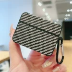 Carbon Fiber Square Leather Earphone Case with Hook, For AirPods 4, For AirPods Pro 2, For AirPods 3, For AirPods Pro, For AirPods 1 / 2 - Image 3