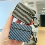 Carbon Fiber Square Leather Earphone Case with Hook, For AirPods 4, For AirPods Pro 2, For AirPods 3, For AirPods Pro, For AirPods 1 / 2 - Image 4