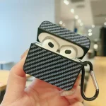 Carbon Fiber Square Leather Earphone Case with Hook, For AirPods 4, For AirPods Pro 2, For AirPods 3, For AirPods Pro, For AirPods 1 / 2 - Image 5