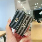 Carbon Fiber Square Leather Earphone Case with Hook, For AirPods 4, For AirPods Pro 2, For AirPods 3, For AirPods Pro, For AirPods 1 / 2 - Image 6